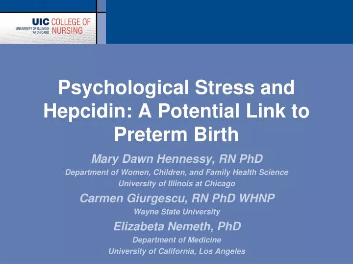 psychological stress and hepcidin a potential link to preterm birth