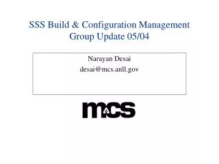 SSS Build &amp; Configuration Management Group Update 05/04