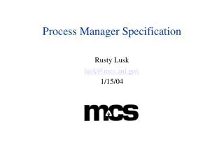 Process Manager Specification