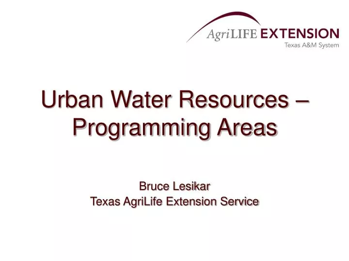 urban water resources programming areas