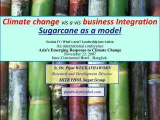 Climate change vis a vis business Integration Sugarcane as a model