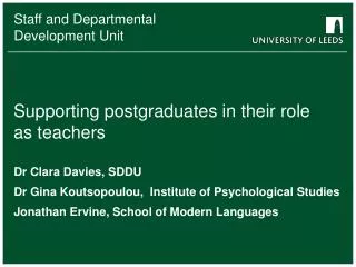 Supporting postgraduates in their role as teachers