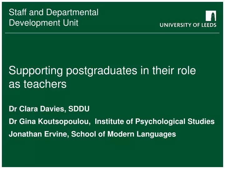 supporting postgraduates in their role as teachers