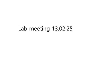 Lab meeting 13.02.25
