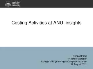 Costing Activities at ANU: insights