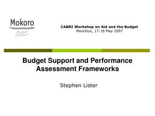 Budget Support and Performance Assessment Frameworks