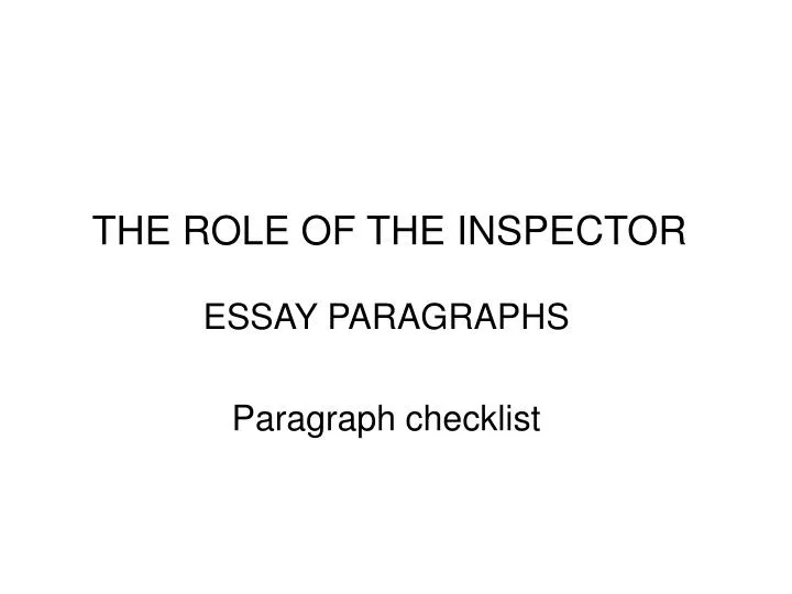 the role of the inspector