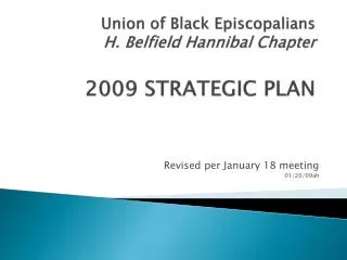 Union of Black Episcopalians H. Belfield Hannibal Chapter 2009 STRATEGIC PLAN