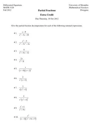 Differential Equations MATH 3120 Fall 2012