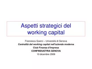 aspetti strategici del working capital