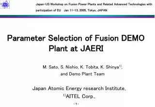 Parameter Selection of Fusion DEMO Plant at JAERI