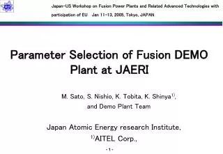 parameter selection of fusion demo plant at jaeri