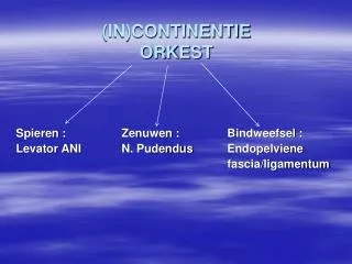 in continentie orkest