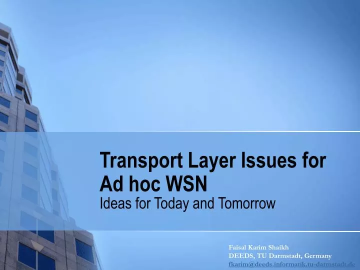 transport layer issues for ad hoc wsn