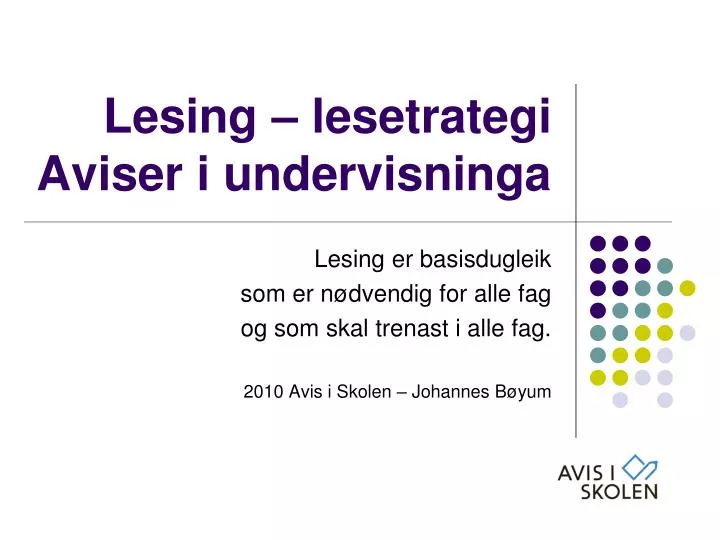 lesing lesetrategi aviser i undervisninga