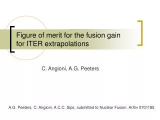 Figure of merit for the fusion gain for ITER extrapolations