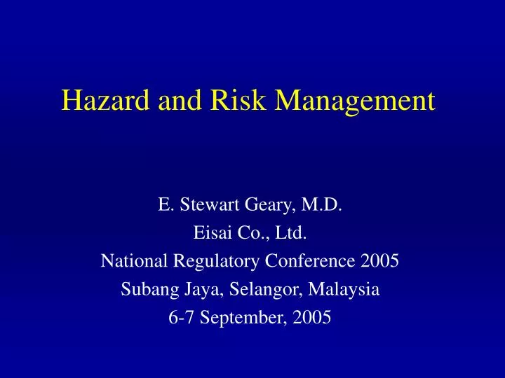 hazard and risk management