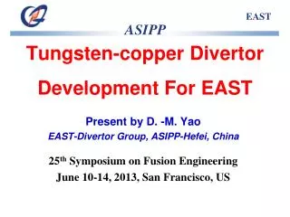 Tungsten-copper Divertor Development For EAST