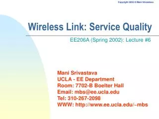 Wireless Link: Service Quality