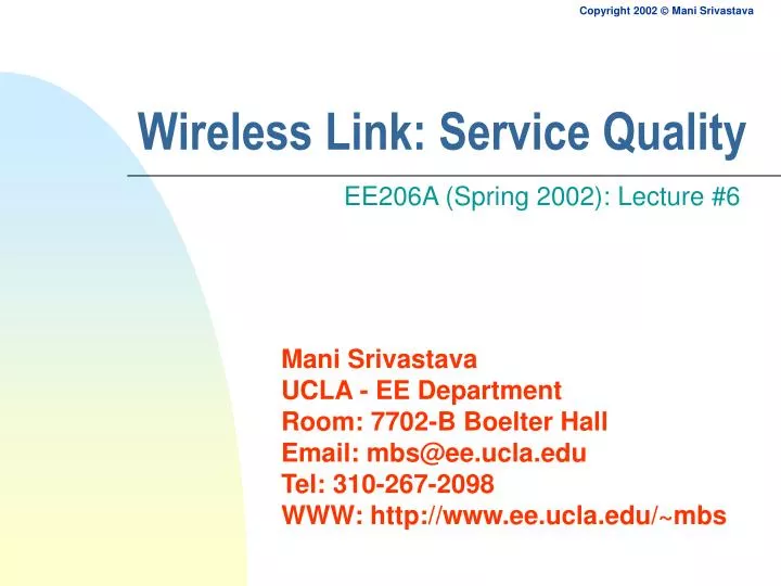 wireless link service quality