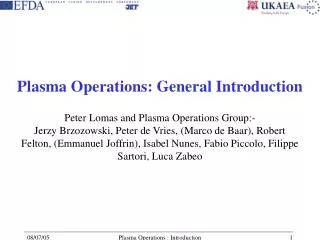 Plasma Operations: General Introduction