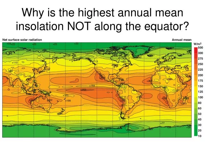 why is the highest annual mean insolation not along the equator