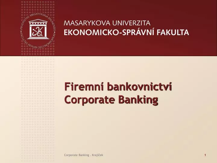 firemn bankovnictv corporate banking