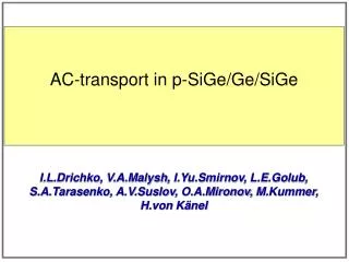 AC-transport in p- SiGe / Ge / SiGe