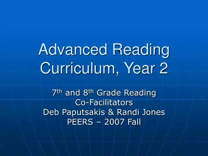 advanced reading curriculum year 2