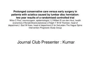 Journal Club Presenter : Kumar