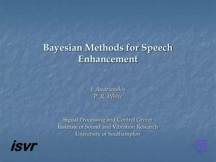 bayesian methods for speech enhancement