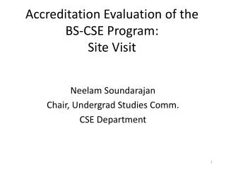 Accreditation Evaluation of the BS-CSE Program: Site Visit