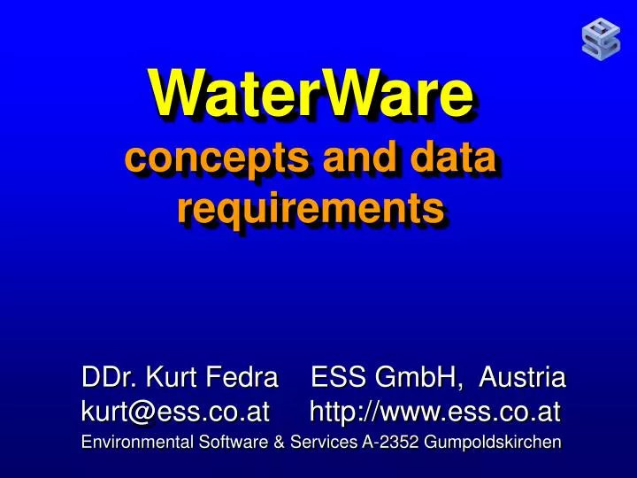waterware concepts and data requirements
