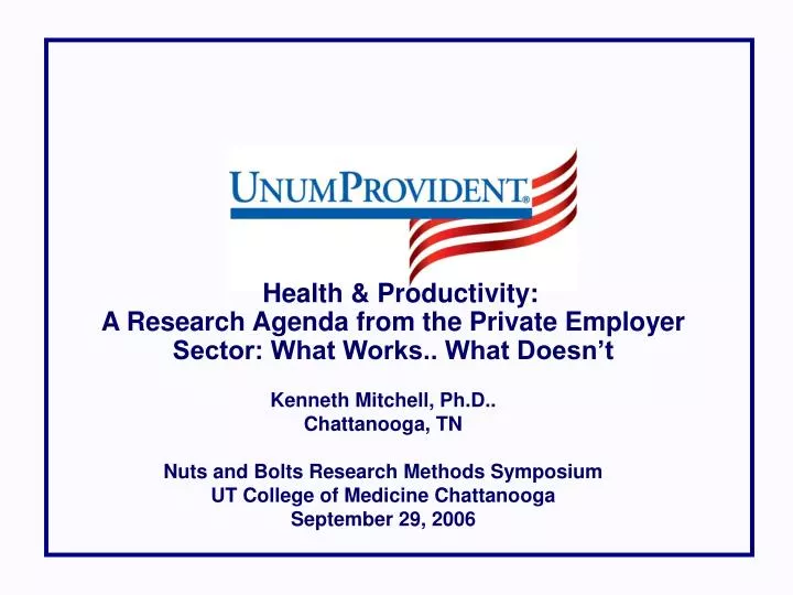 health productivity a research agenda from the private employer sector what works what doesn t