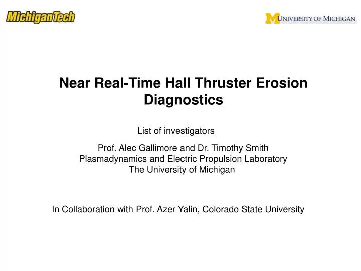 near real time hall thruster erosion diagnostics