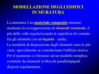 modellazione degli edifici in muratura