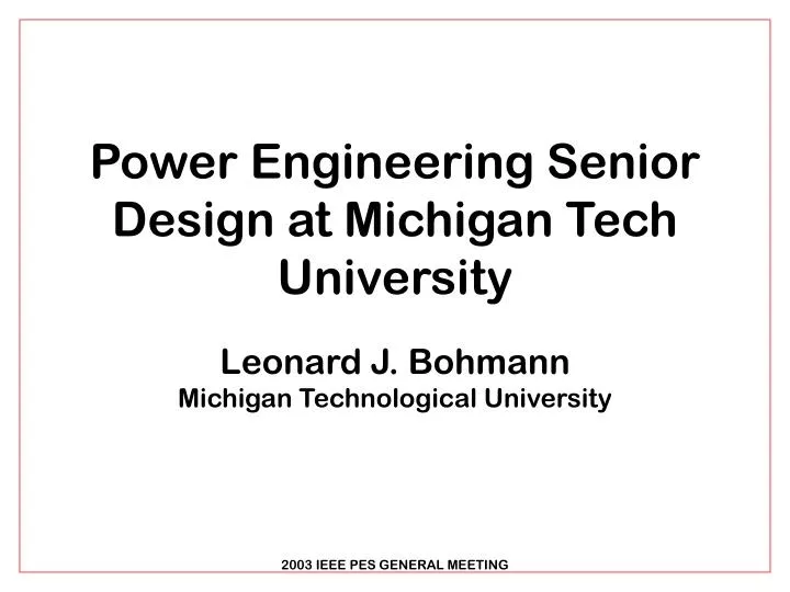 power engineering senior design at michigan tech university