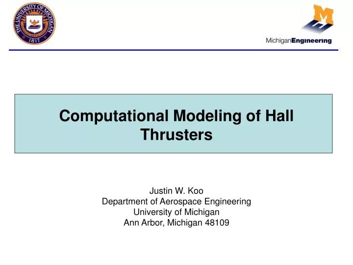 computational modeling of hall thrusters