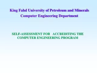 SELF-ASSESSMENT FOR ACCREDITING THE COMPUTER ENGINEERING PROGRAM