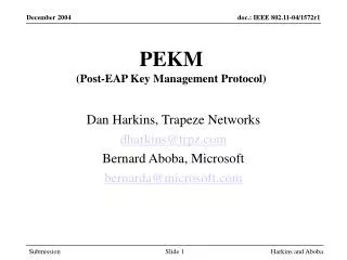 PEKM (Post-EAP Key Management Protocol)