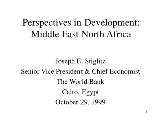 Perspectives in Development: Middle East North Africa