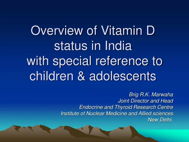 overview of vitamin d status in india with special reference to children adolescents