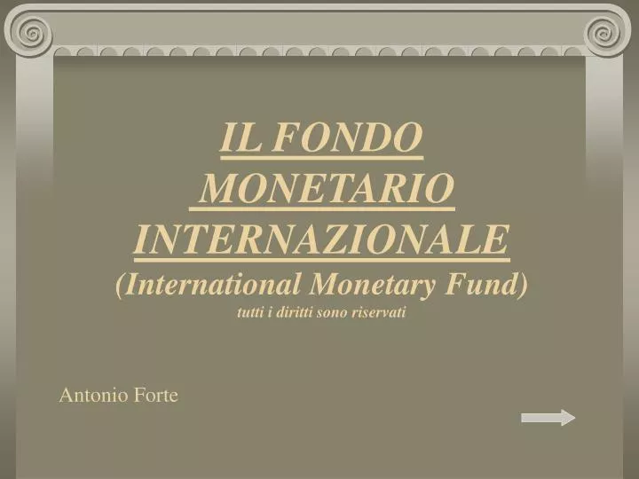 il fondo monetario internazionale international monetary fund tutti i diritti sono riservati