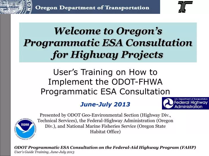 welcome to oregon s programmatic esa consultation for highway projects