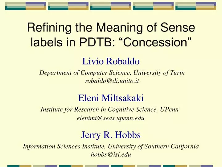 refining the meaning of sense labels in pdtb concession