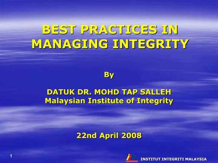 best practices in managing integrity