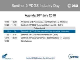 Sentinel-2 PDGS Industry Day
