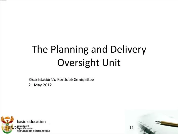 the planning and delivery oversight unit