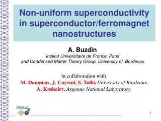 Non-uniform superconductivity in superconductor/ferromagnet nanostructures