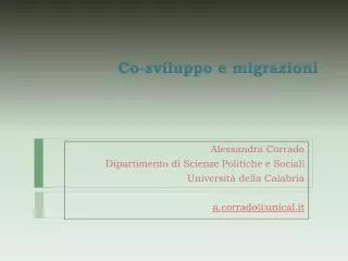 co sviluppo e migrazioni